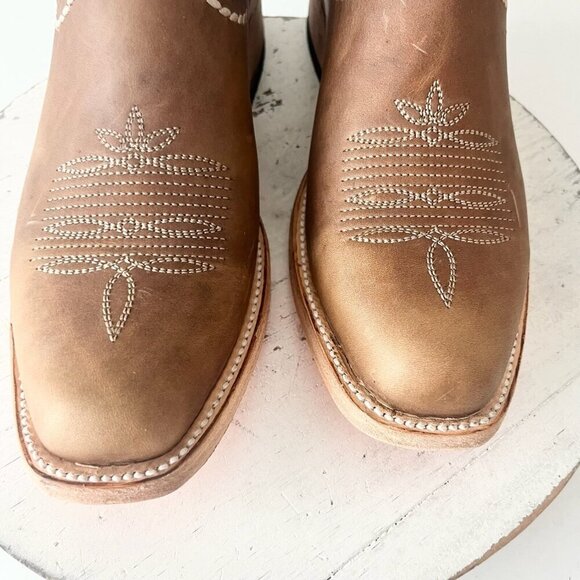 Lane RODEO HOUSTON Mens Cowboy Boots 9 Brown Leather Western Mid Calf Blunt Toe - Picture 6 of 9